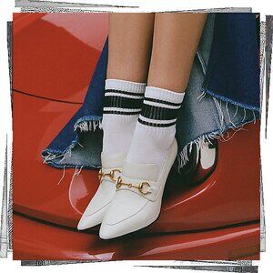 NWT: Cream Color Leather "Etiquette" Heels w Gold Hardware (7) Jeffrey Campbell